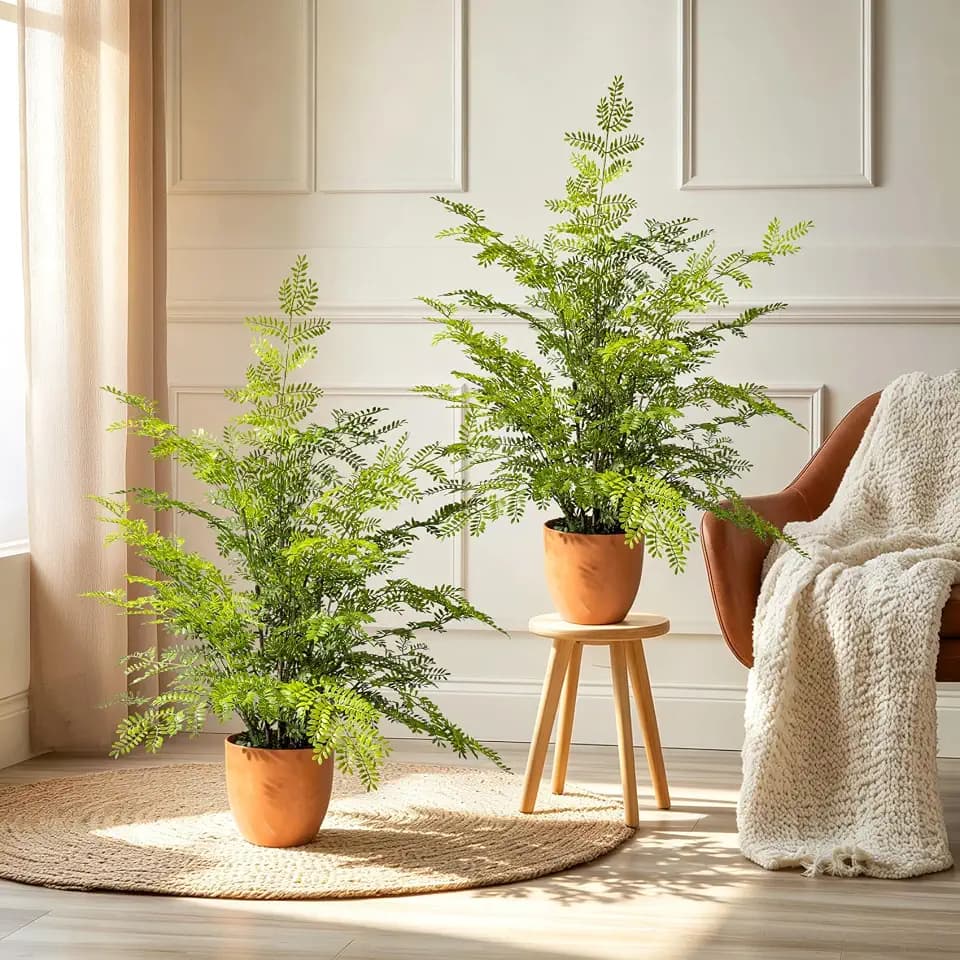 2 Pack Artificial Fern Plants in Pots, Type 6