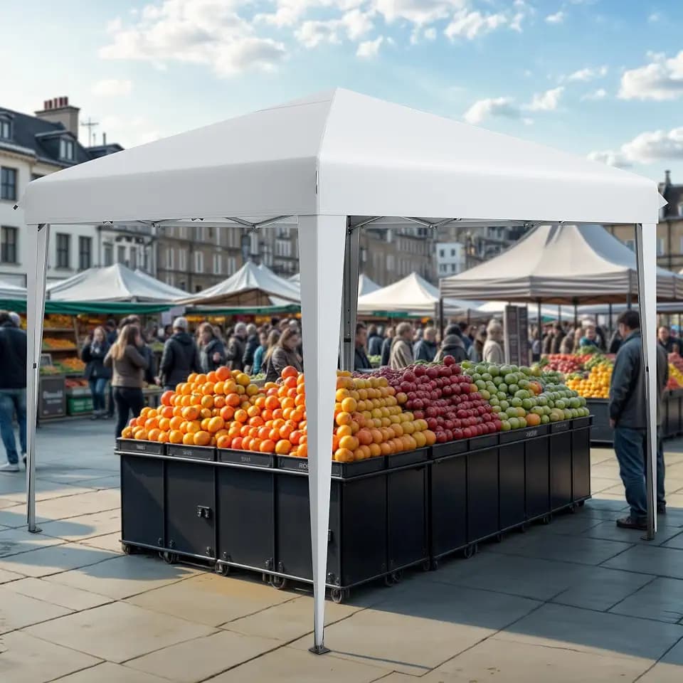 DWVO 3x3m Pavillon,Pop-Up Faltpavillon Anti-UV 50+ für Camping Markt Weiß