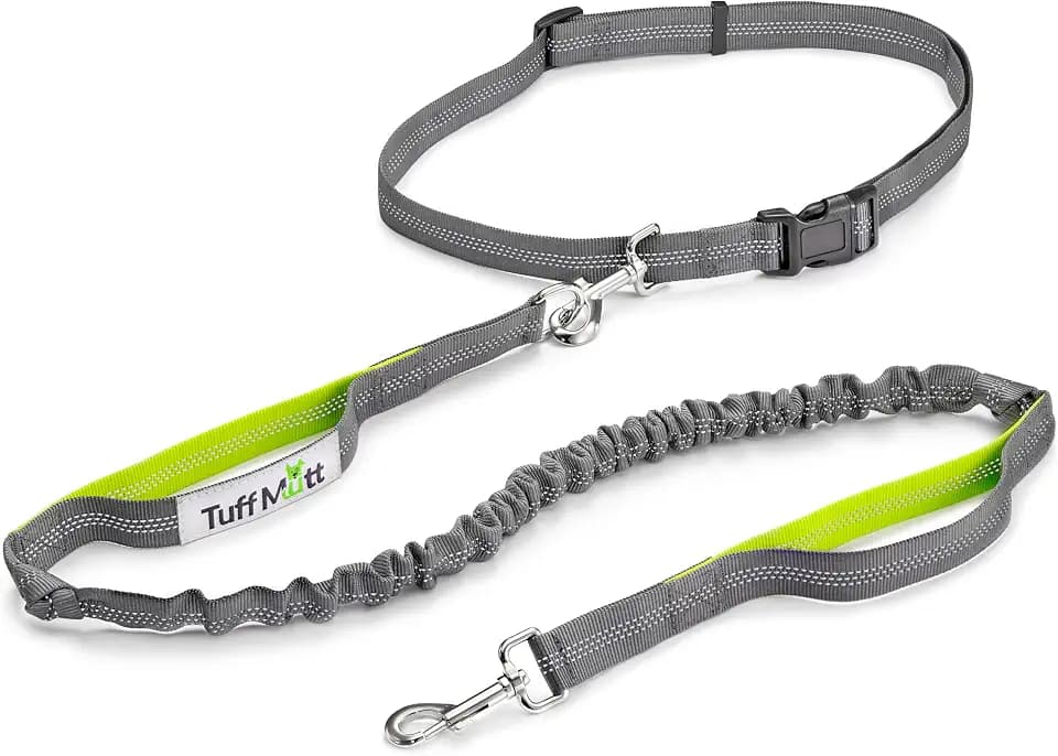 Tuff Mutt Waist Hands Free Dog Leash for Walking Running Hiking