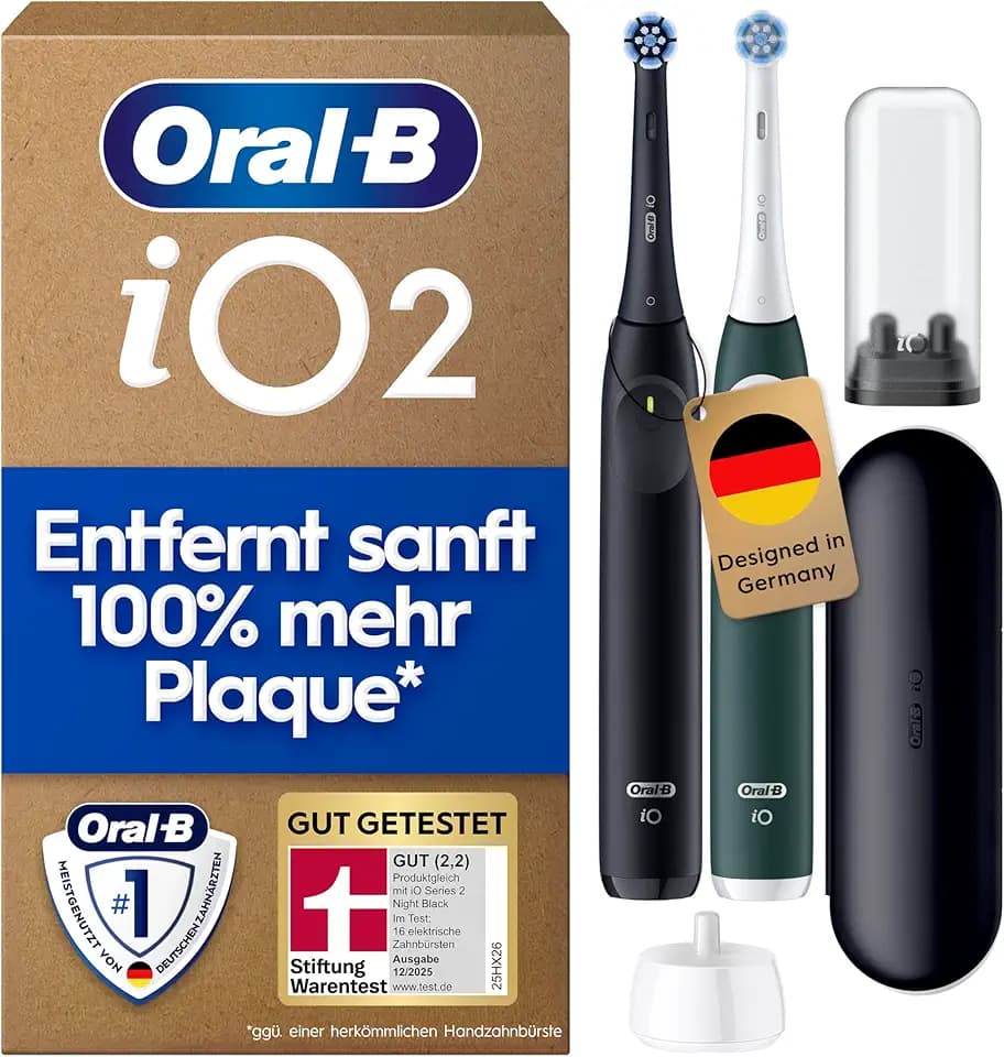Oral-B iO Series 2 Elektrische Zahnbürste, Doppelpack, Schwarz/Grün