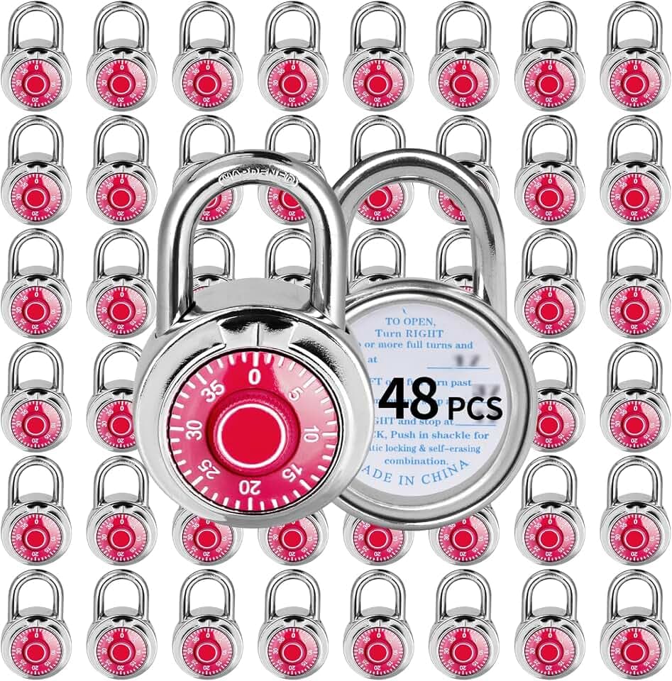 Combination Lock, LQYN Dial Combination Padlock, Pack of 48; Red