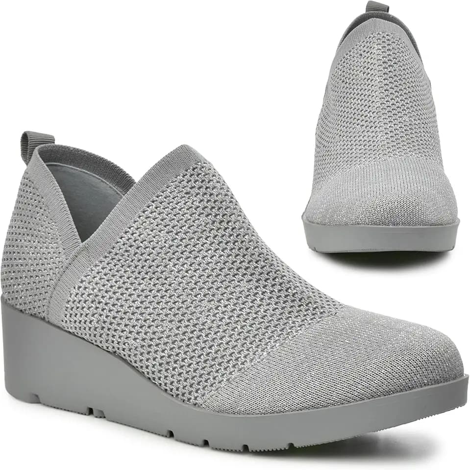 TARYN ROSE Women's Kabe Comfort Wedge Sneaker – Lightweight Knit Upper, Cushioned Footbed, Slip-On Design