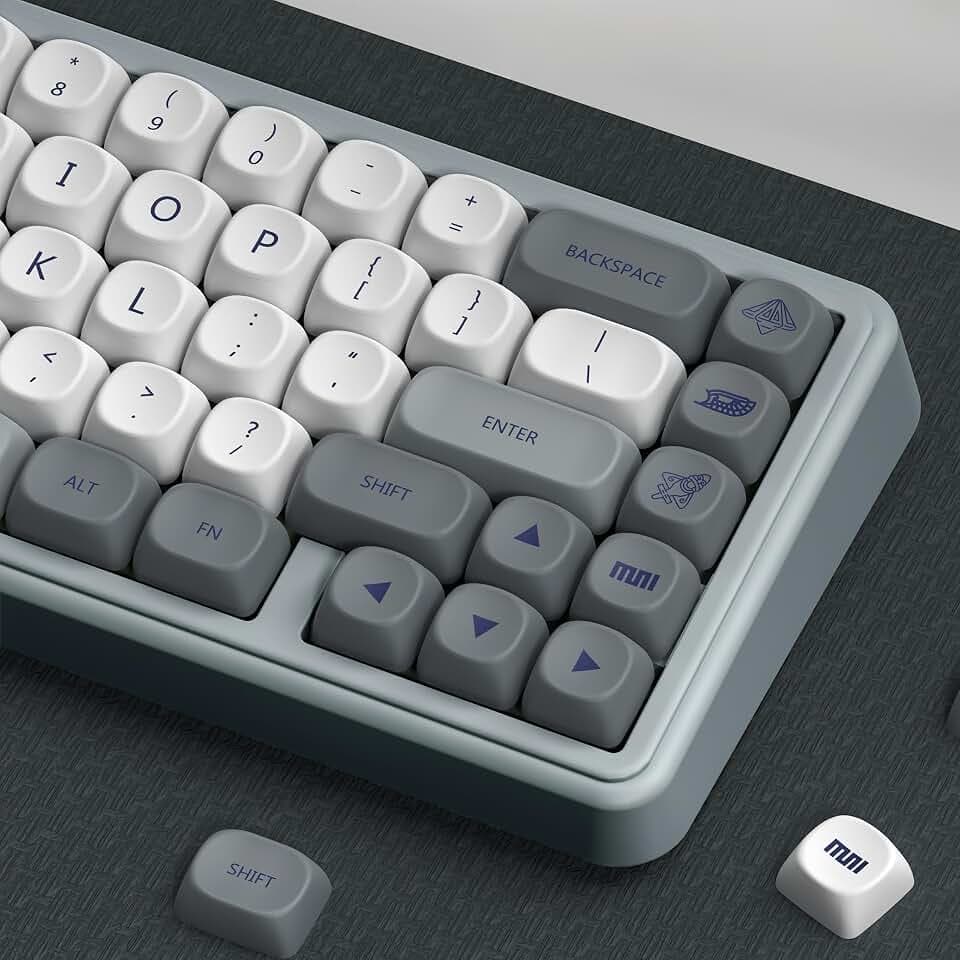 dagaladoo PBT Keyboard keycaps,White/Grey moa keycaps