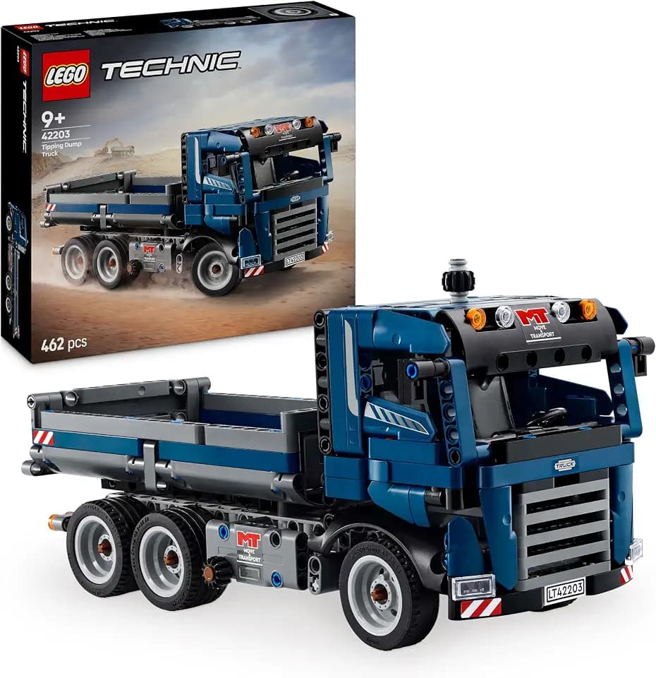 LEGO Technic Kipplaster Spielzeug mit Lenkung und beweglicher Kippmulde - blaues Baufahrzeug - Geschenkidee zum Geburtstag oder für die Feiertage - Bauset für Jungen und Mädchen ab 9 Jahren 42203