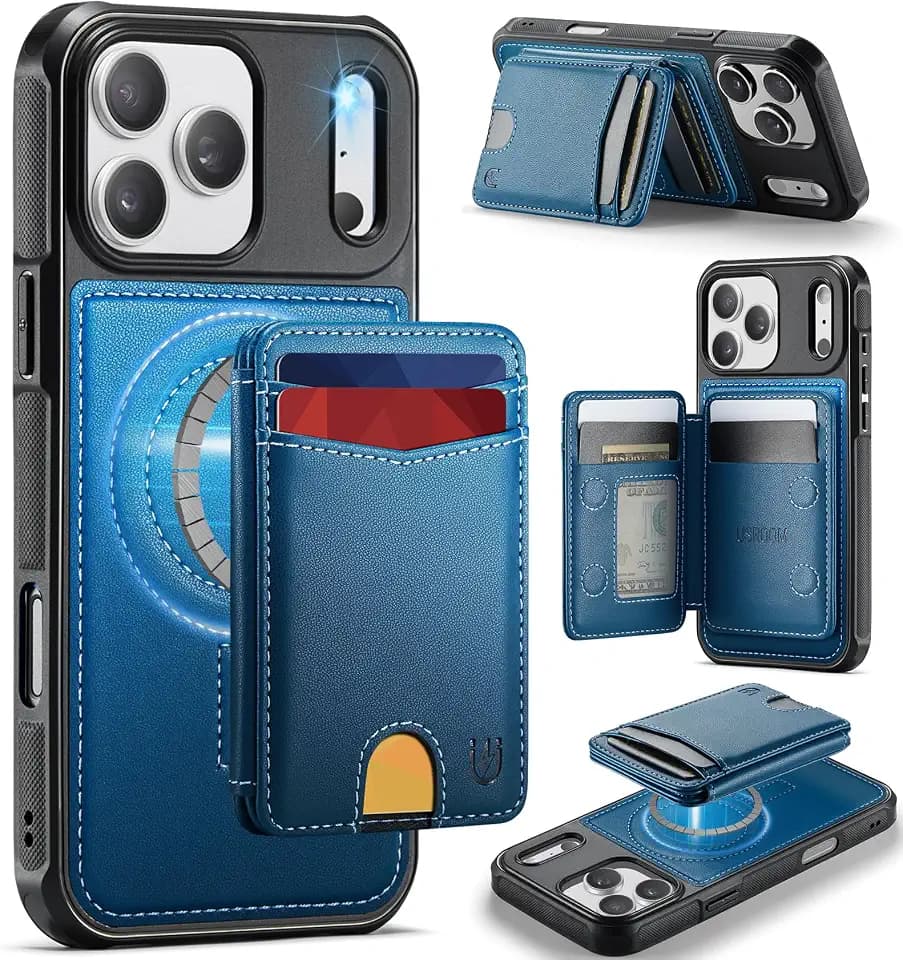 for iPhone 18 Pro/17 Pro Wallet Case Compatible with Magsafe Blue