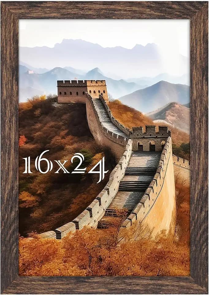 Picrit 16x24 Picture Frame, Poster Frame for Wall Mounting, Rustic Brown