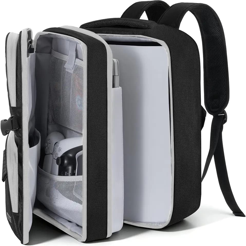 AKOZLIN Travel Gaming Console Backpack Compatible with Play Stantion 5 4 PS5 Pro/PS4/PS4 Pro/PS4 Slim/Xbox One X S With Pockets for Accessories [Video Game]