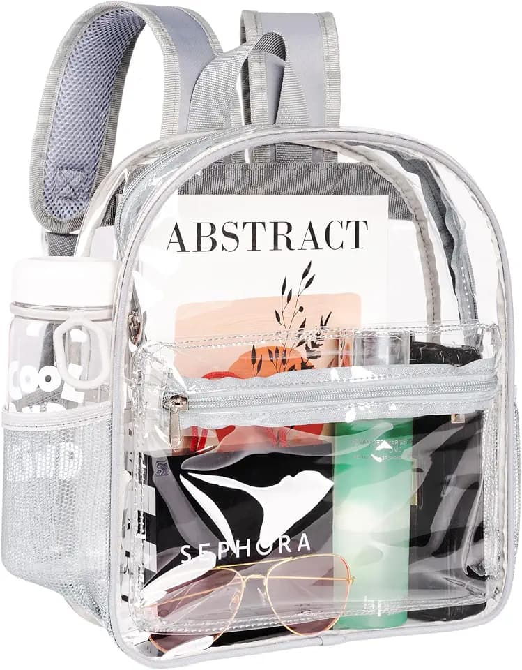 ZENPUNK Clear Backpack for Stadium Events, 12x11x5 Stadium Clear Bag (GREY)