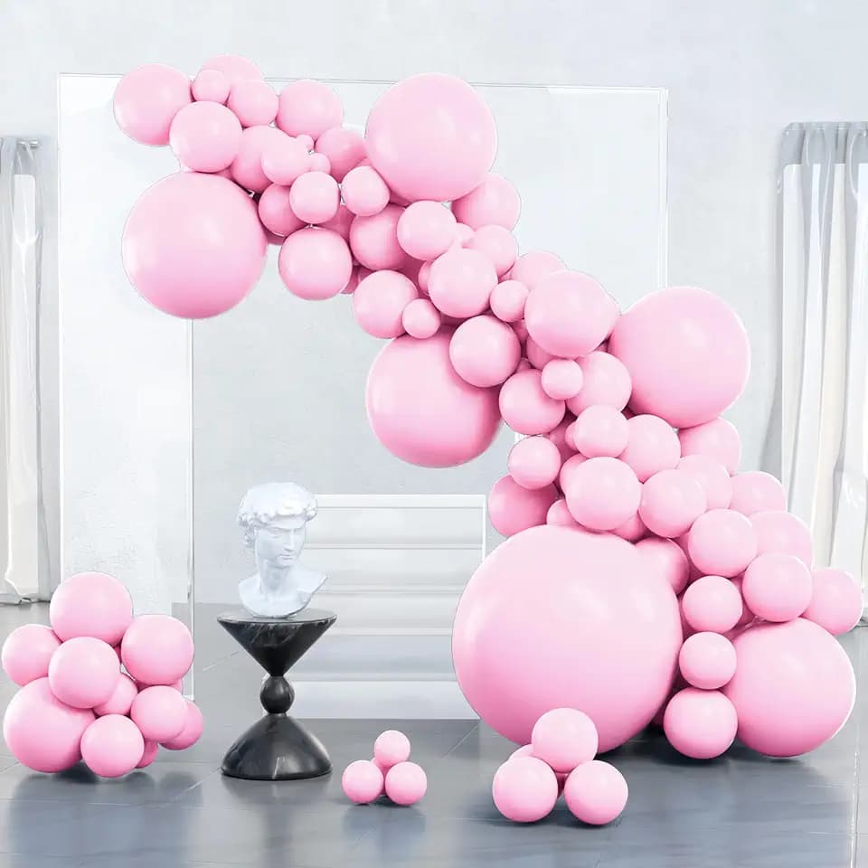 PartyWoo Baby Pink Balloons 127pcs Pastel Pale Light Pink Different Sizes