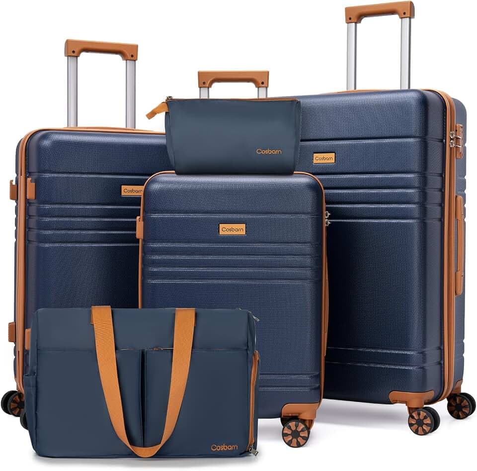 Cosbarn Luggage Sets 5 Piece, Hardshell Suitcase with Spinner Wheels