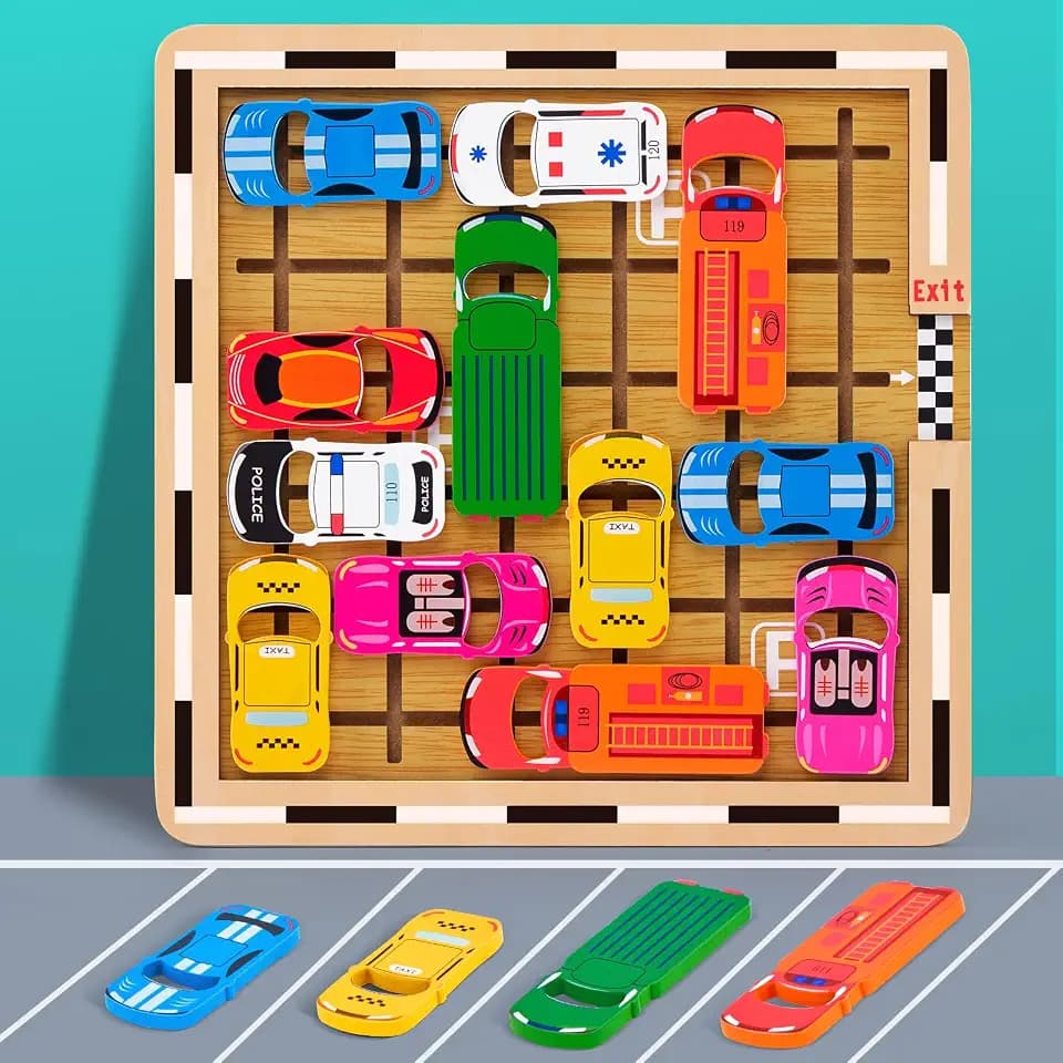 Parkspiele, Auto Spielzeug Stauspiel Logikspiel mit 120 Levels, Denken Logik Puzzle Spiele ab 3 4 5 6 7 8 Jahren, Brettspiele Kinderspielzeug Familienspiel Reisespiel für Jungen Mädchen