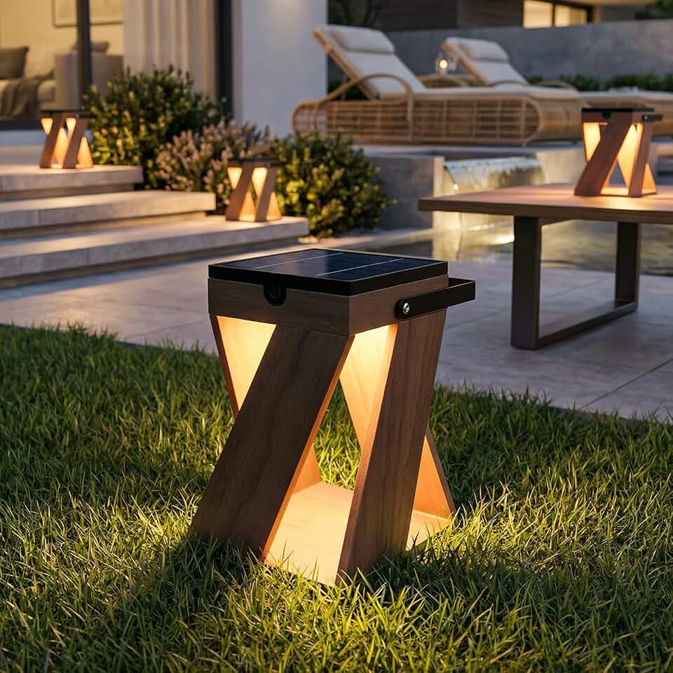 Masdio Solar Outdoor Lamp Portable LED Post Light Weatherproof Lantern