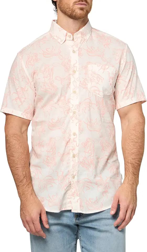 Eddie Bauer Men's Tall Short Sleeve Baja Shirt - Print Lt Pink