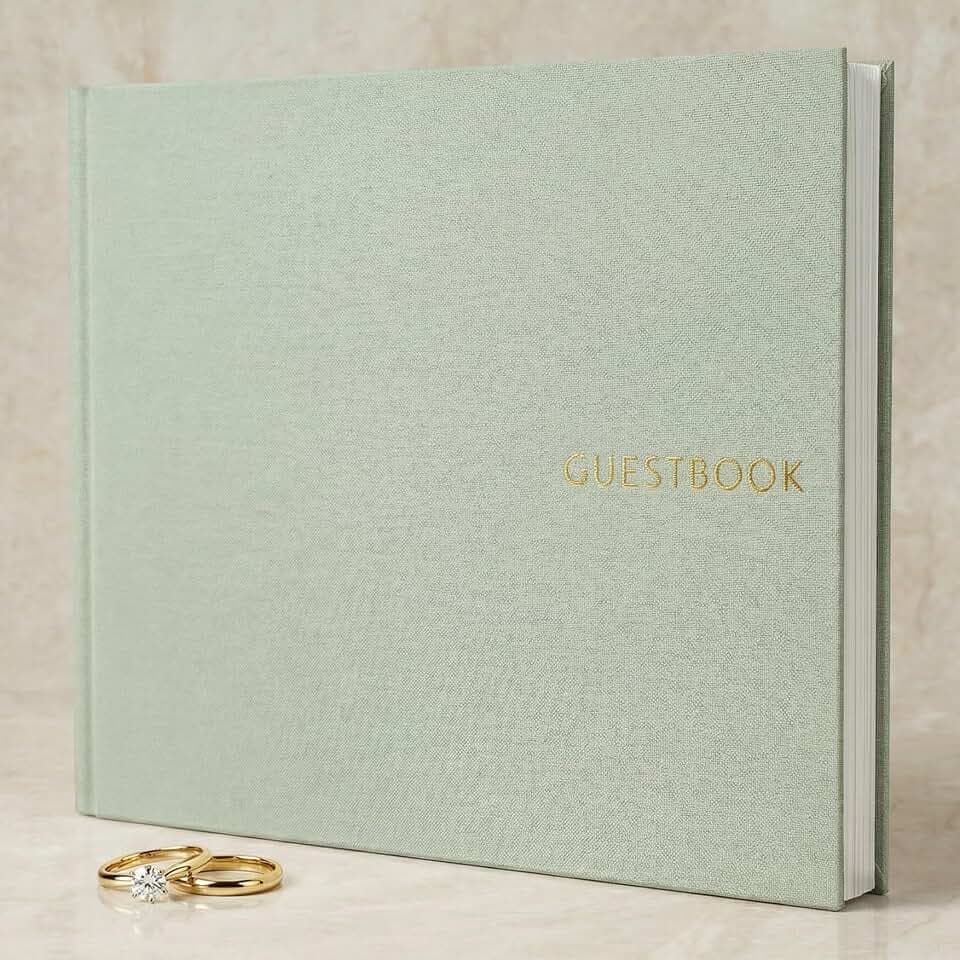 Beautiful Linen Wedding Guest Book - Elegant Guestbook for Your Reception