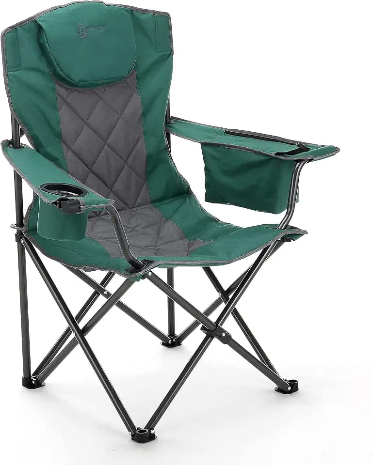 ARROWHEAD OUTDOOR Deluxe Folding Camp Chair, Integrated Cooler, Headrest