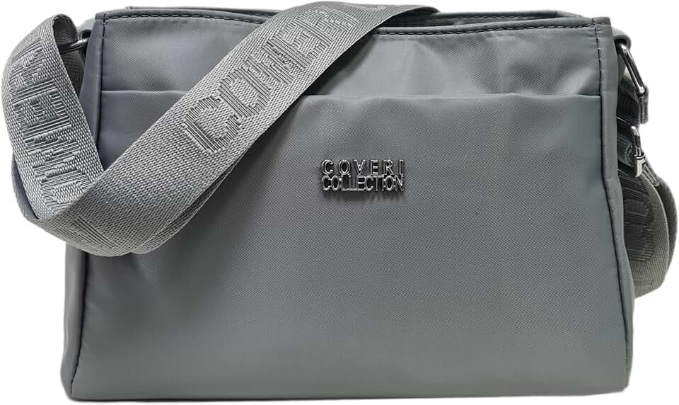 COVERI COLLECTION Umhängetasche für Damen, Nylon, wasserdicht, Doppelfach, Abmessungen 24 x 12 x 17 cm, mehrfarbig, mehrere Taschen mit Reißverschluss, Art.5056-22