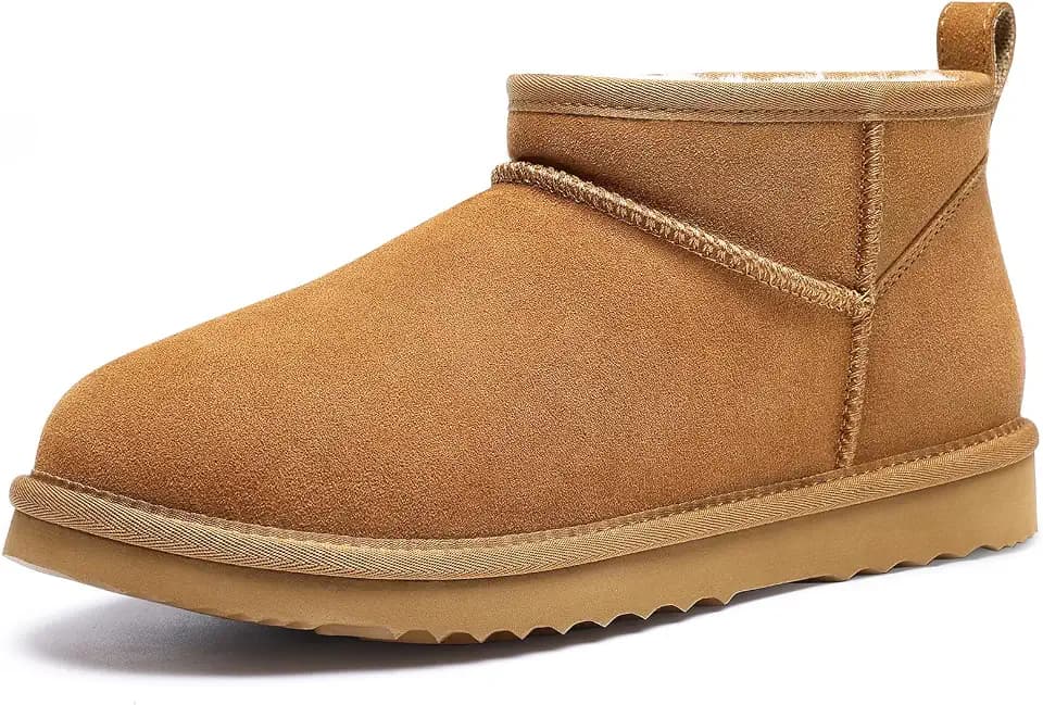bebealy Genuine Suede Mini Snow Boots for women, Fuzzy Lined Ankle Boots