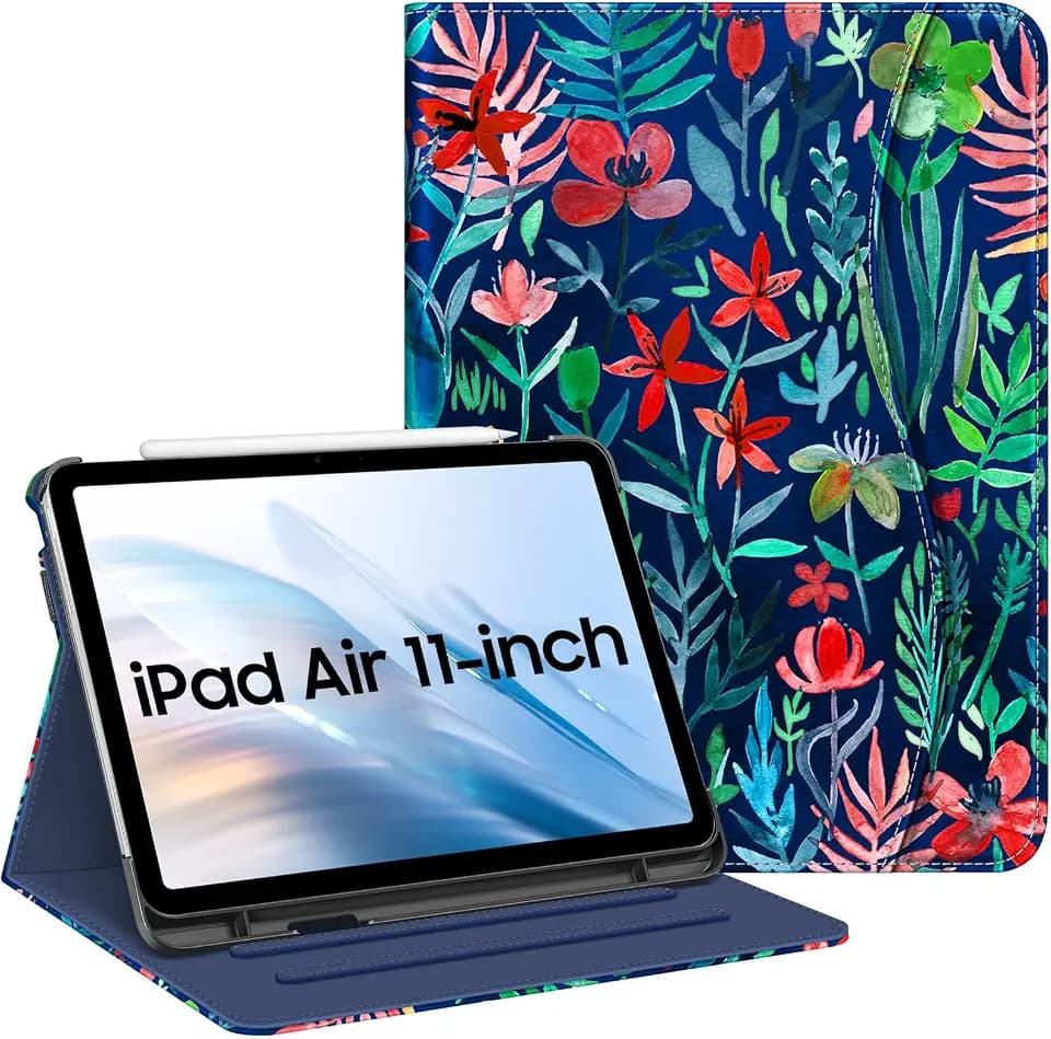 Fintie Schutzhülle für iPad Air 4 10.9 Zoll 2020 mit Stifthalter, Multi-Winkel Betrachtungsabdeckung [Unterstützt Bleistift 2nd Gen Charging] Tasche, Auto Sleep/Wake 4th Generation, Dschungel Night