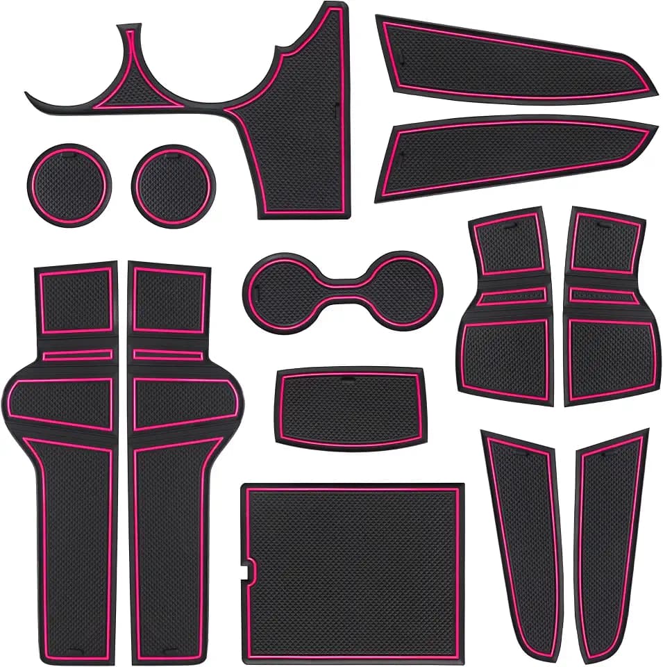 Customized Liners for Kia Sportage NQ5 Accessories 2023 2024 2025 2026 Hybrid Cup Holder Insert Liner Center Console Liner Glove Box Mats Inserts Non-Slip Mats Pad 14-PC Set (Pink Trim)