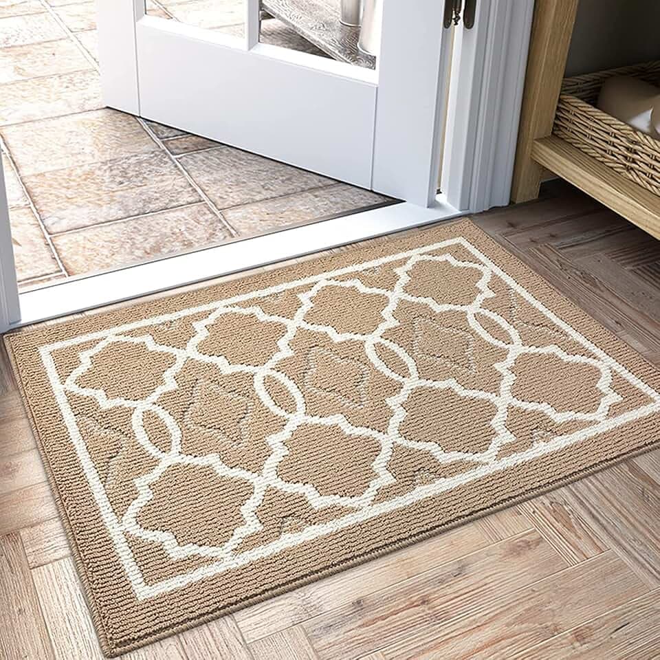 CHICHIC Indoors Doormat 32 x 48 Inch Welcome Mat Front Back Indoors Door Mats for Home Entrance Entry Way Entry Rugs Floor Mat Machines Washable Rugs Inside Non Slip Outdoors Rugs, Khaki