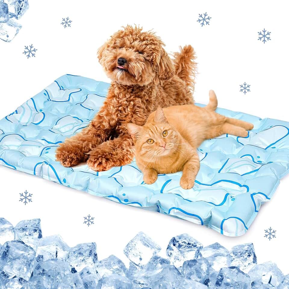 Hunde-Kühlmatte für große Hunde - 90x60cm Sofort kühle Haustiermatte Hunde-Gel-Kühlmatte zum Verhindern von Überhitzung an heißen Tagen - Weiche, wiederverwendbare und tragbare selbstkühlende