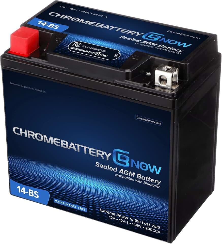 CHROMEBATTERY NOW 14-BS Maintenance-Free 12V 15Ah Battery Replacement for ATV, Motorcycle, Jet Skis, Scooter, UTV, and More - Nut and Bolt (T3) Terminal