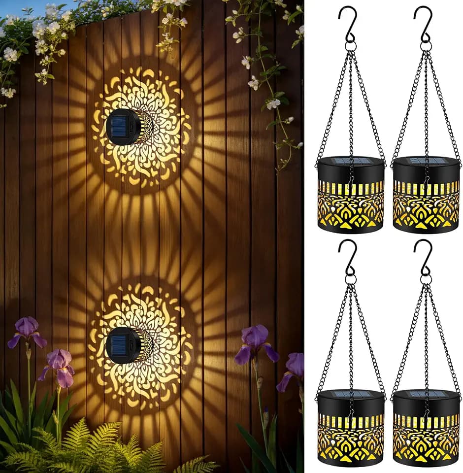 4 Pack Solar Fence Lights Outdoor, Metal Solar Powered Wall Deck Step Light