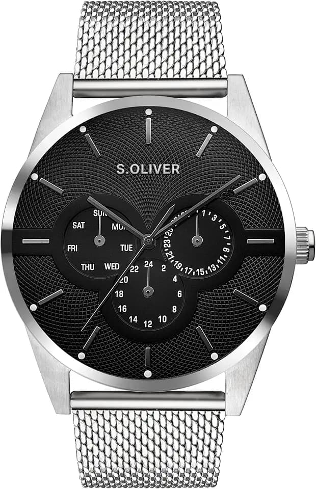 s.Oliver Herrenuhr - 42 mm - analoge Armbanduhr mit Quarzwerk - Chronograph & 3 Zeiger - hoher 3 ATM wasserdicht - Kratzfest