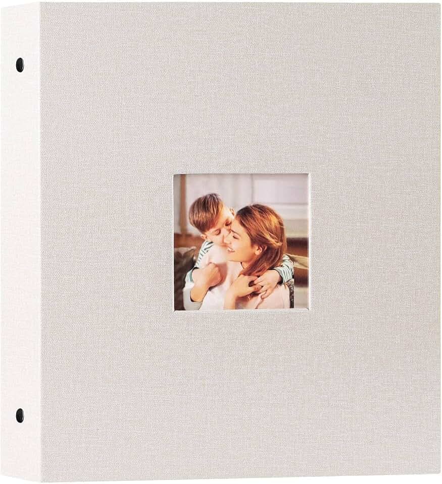 Lanpn Fotoalbum 13x18 cm 200, Leinen Einstecken Einsteckalbum für Querformat 200 13 x 18 Fotos Beige