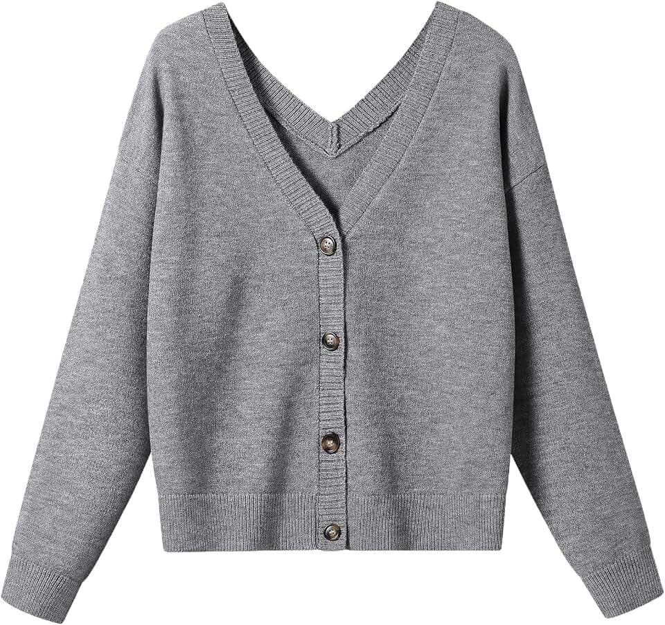 ChooTeeYeen Fall Sweaters for Women 2026 Double V-Neck Long Sleeve Button Up Soft Knit Cardigan Sweaters