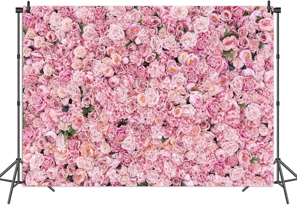 7x5ft Pink Rose Wall Background Pink Flowers Backdrops
