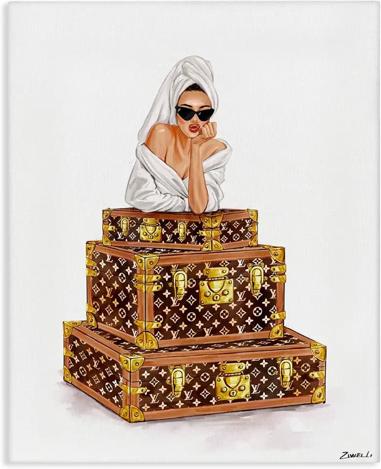 Stupell Industries Luxury Bathrobe Girl Glam, 16 x 20 Inch Canvas Wall Art
