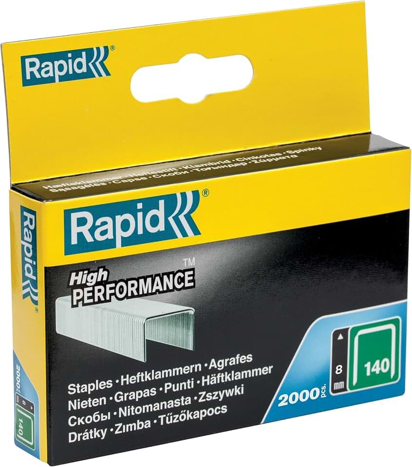 Rapid Tackerklammern Typ 140, 8 mm, Flachdrahtklammern 2.000 Stk. | Verzinkter Stahl mit breiter Auflagefläche; präziser Anschnitt; für Folien, Isolierung und Holz; Typ 140 (G / 11 / T50)