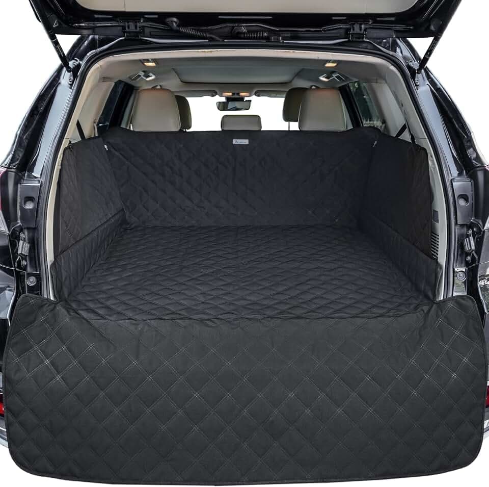 ALLANSING SUV Cargo Liner for Dogs - Heavy-Duty 900D Oxford Waterproof Pet Cargo Protector with 3-Sided Zippered All-Round Protection & TPU Suction Cups, Fits Midsize & Large SUVs and Minivans