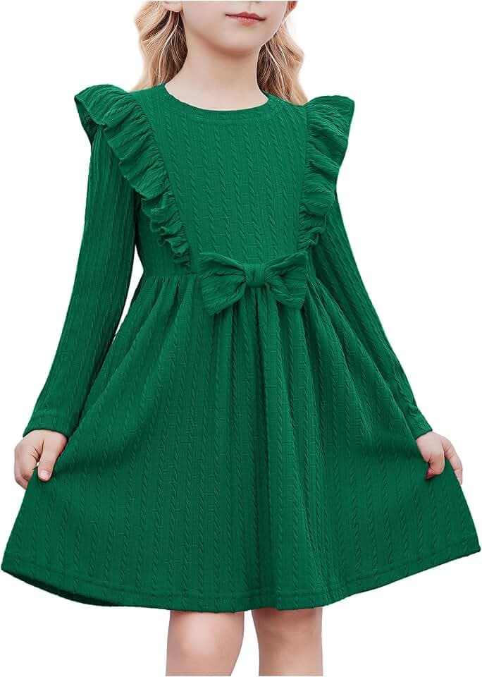 Arshiner Mädchen Langarmkleid Rüschen Ärmel 3-8 Jahre