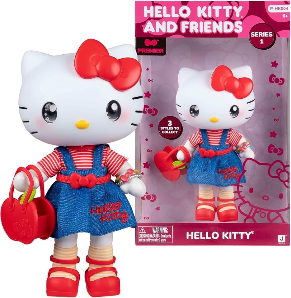 Hello Kitty - 20 cm hohe Premier Puppe, 9 Gelenkpunkte, abnehmbare Kleidung und Zubehör, für Sammler, Mädchen und Kinder ab 3 Jahren