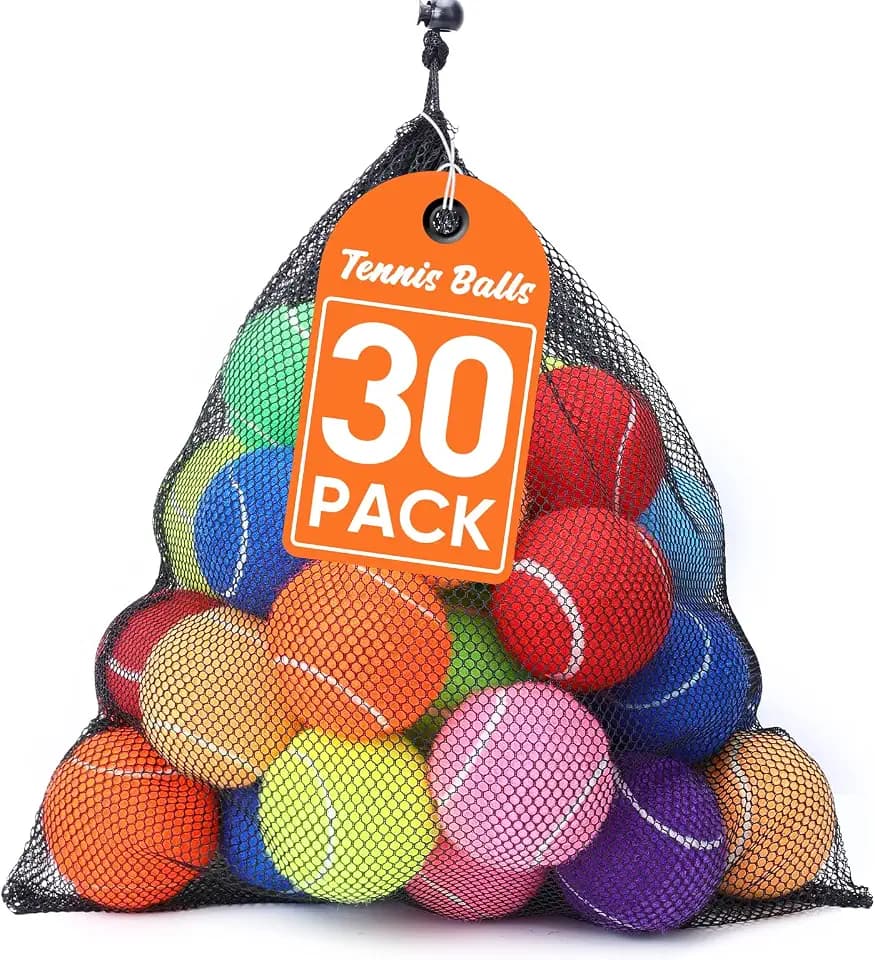 Treeroot 30/40 Pack Tennis Balls for Dogs with Mesh Bag,High Elasticity Tennis Balls Bulk,Suitable for Beginner Training Ball, Durable & Bounce