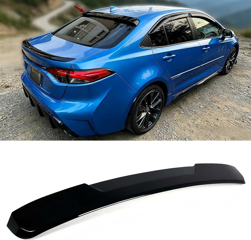 Roof Window Spoiler Compatible wit 2020-2026 Toyota Corolla Sedan 4-Door All Models, Gloss Black V Style Rear Top Wing Fits for 2020 2021 2022 2023 2024 2025 2026 013