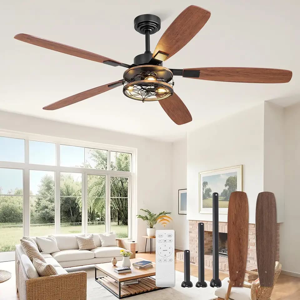 Fanbulous Farmhouse 60 Inch Ceiling Fan with Light and Remote, Black