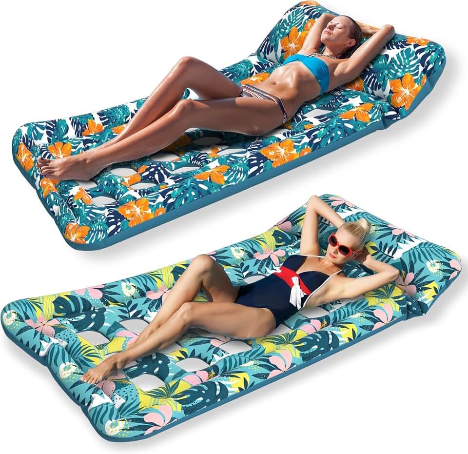 HomeKaren Oversized Pool Floats Lounge 2 Pack 73" X 33", Inflatable Tanning Pool Floaties for Adults, Cooling Pool Raft Lounger Pool Rafts & Inflatable Ride-Ons for Pool Party, Sea, Beach, Lake River