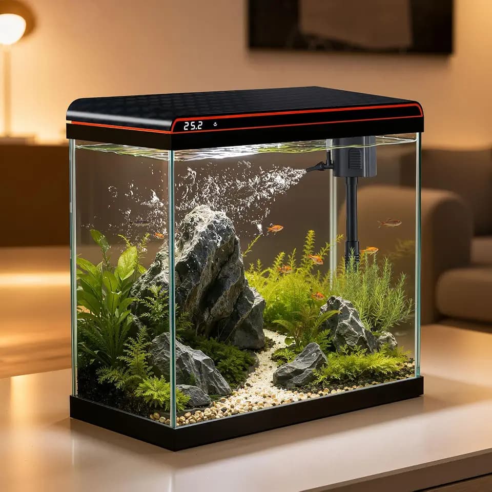 5 Gallon Fish Tank, Betta Aquarium Self-Cleaning Kits, 100% Glass Materia