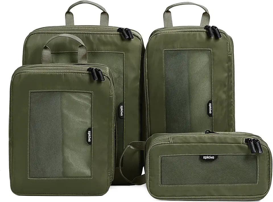 EPICKA TripCozy Compression Packing Cubes, 4 Set, Olive Green