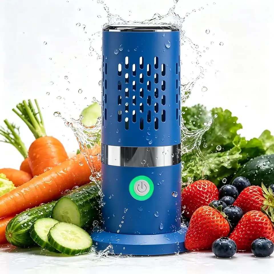Vegetable and Fruit Cleaner Machine, Purified Water-Proof Fruit Cleaning Device with OH-ion Purification Technology 250min Working time and Wireless Charging, for Cleaning Fruit (Deep Blue)