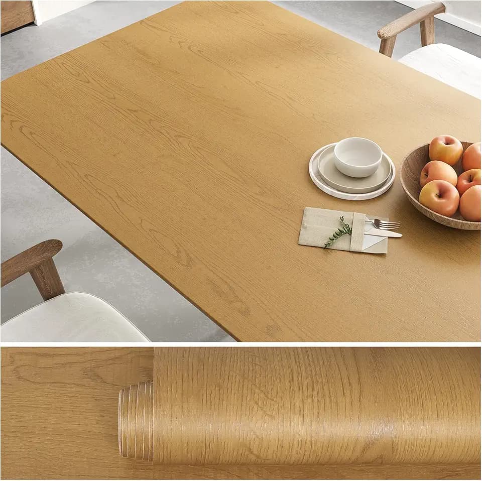 VEELIKE Honey Oak Wood Contact Paper Peel and Stick Wood Wallpaper for Table Cabinets Countertop Covers 24''x118'' Self Adhesive Waterproof Woodgrain Contact Paper for Countertops Furniture Vinyl Wrap