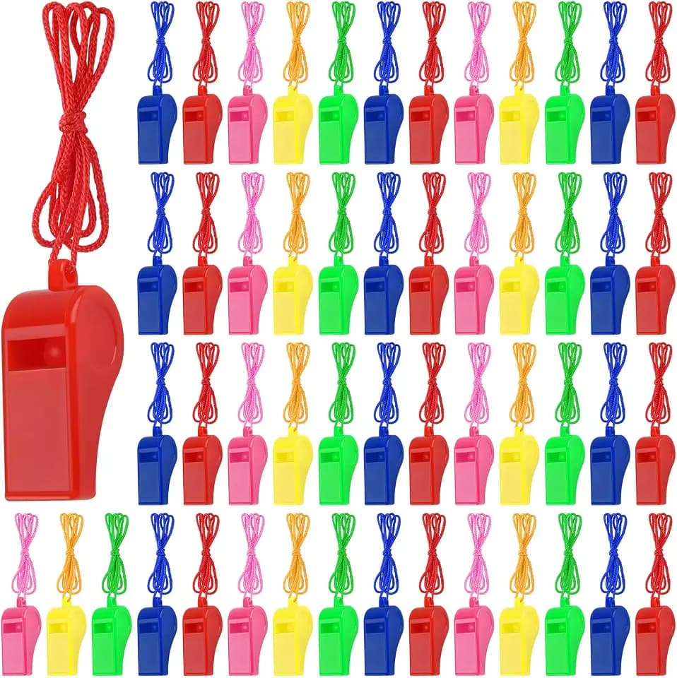 Zuazaor 300 Pieces Referee Whistles in Bulk Loud Plastic Emergency Whistle with Lanyard Sports Whistles for Trainning Whistles Party Whistles for Parties Gift Boxes Fillers