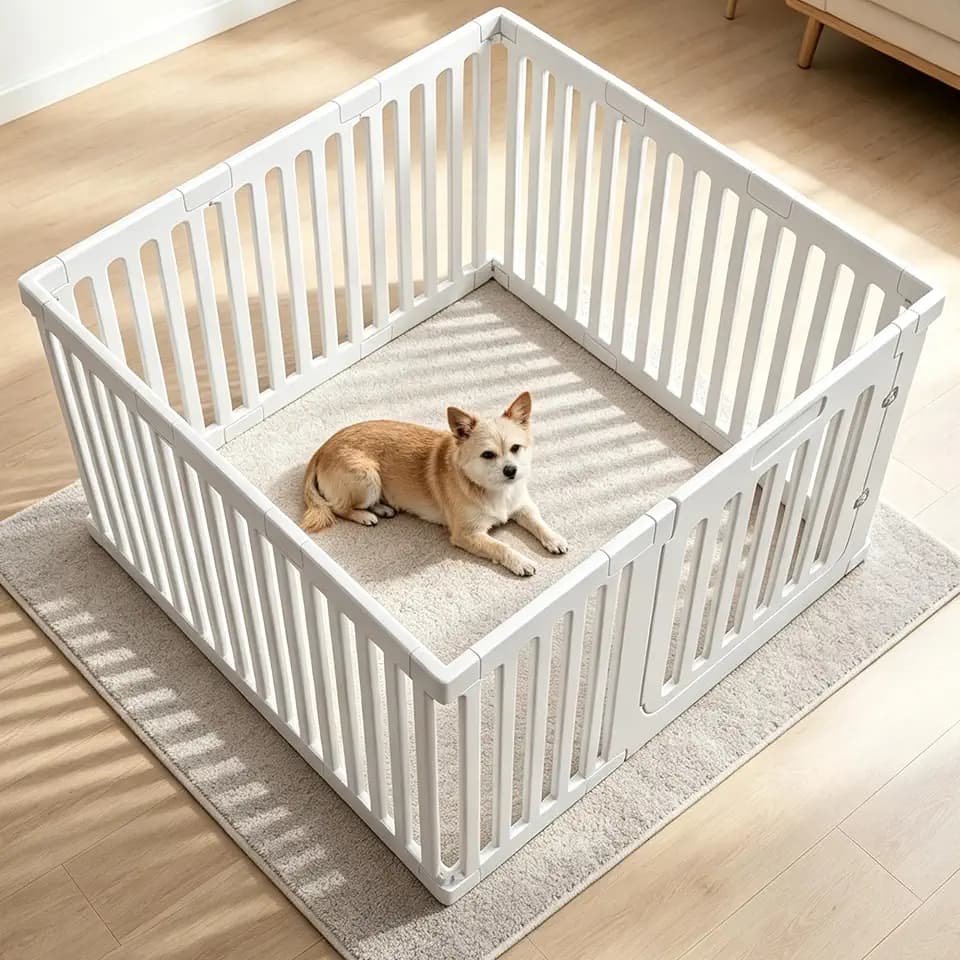25.6" H Indoor Dog Playpen, 11 Panels, White
