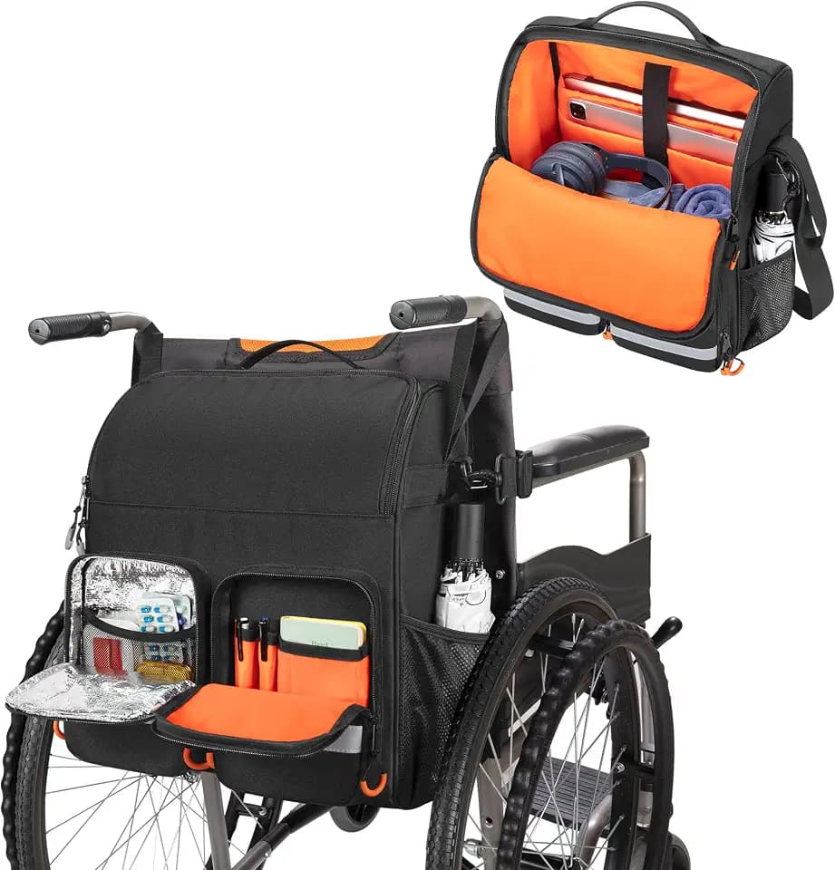 samdew Large Wheelchair Bag to Hang on Back, with Shoulder Strap, Bag Only