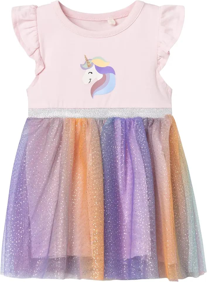 NAME IT Baby-Mädchen Nbfhappi Ss Dress Box Tüllkleid