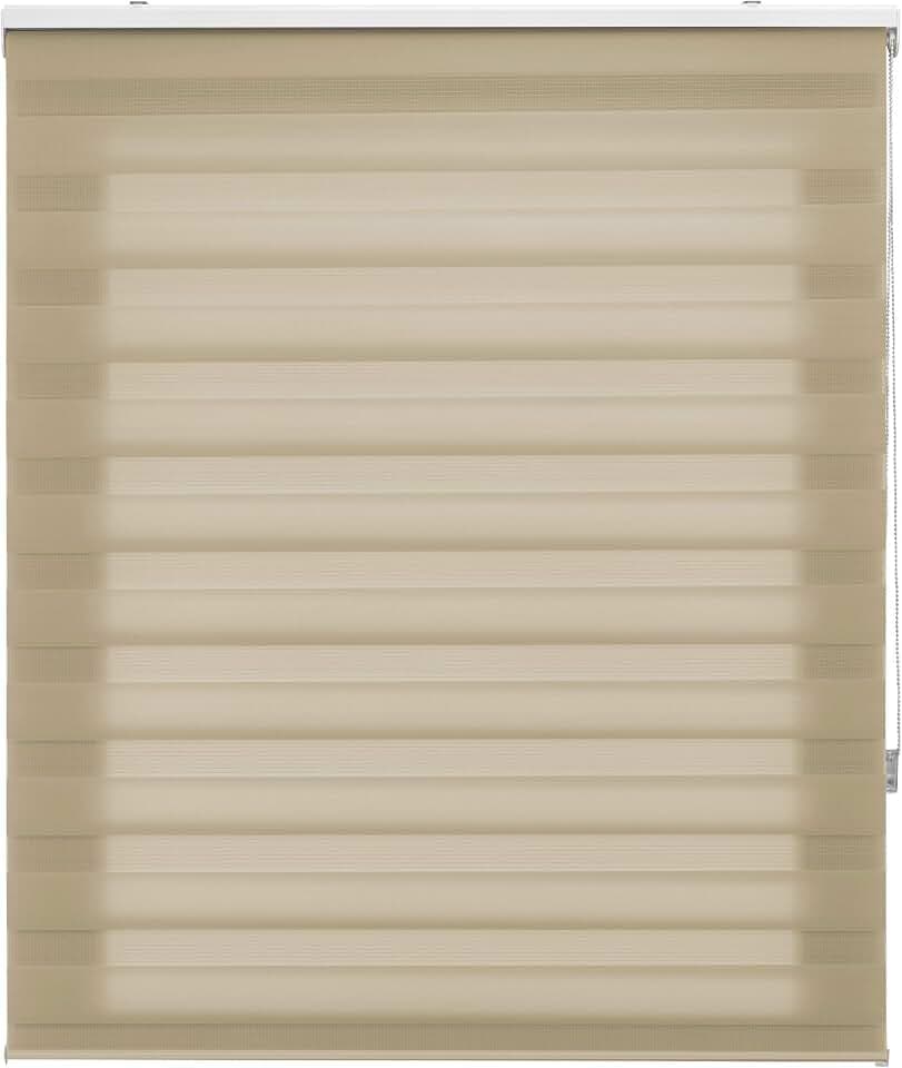 Blindecor Rollo nach Maß für Tag und Nacht - Stoffgröße 72 x 175 cm, Tages- und Nachtrollos, Beige, Rollo 75 x 180 cm (Breite x Höhe)