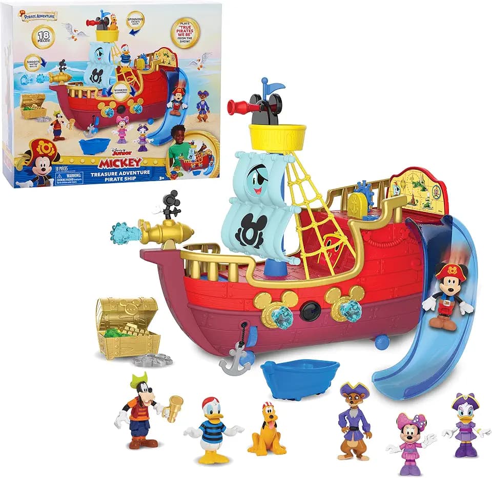 Disney Junior Mickey Mouse Funhouse Treasure Adventure Pirate Ship Playset